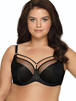 Бюстгальтер на косточках plus size с декоративными бретелями (Размер: 105E) (Цвет: черный)
