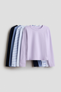 H&M Набор из 5 хлопковых топов, фиолетовый
