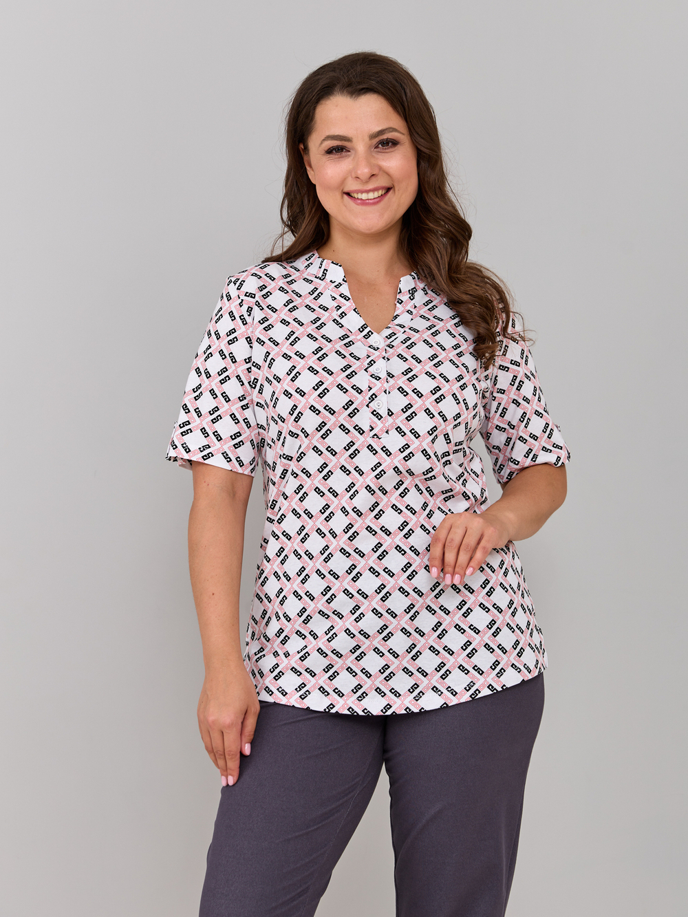 Блузка БЛ-122/орнамент-розовый