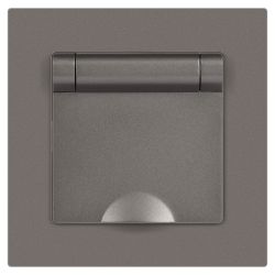 Розетка Intro Accent 6-203-09 2P+E Schuko с крышкой, 16А-250В, IP20, СУ, AL/CU, титан | Intro