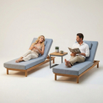 Шезлонг Ideal Patio САПОРИ тик, светло-серый матрас, подушка