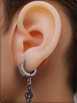 Серьги кольца стальные "Скрипичные ключики" для пирсинга ушей.