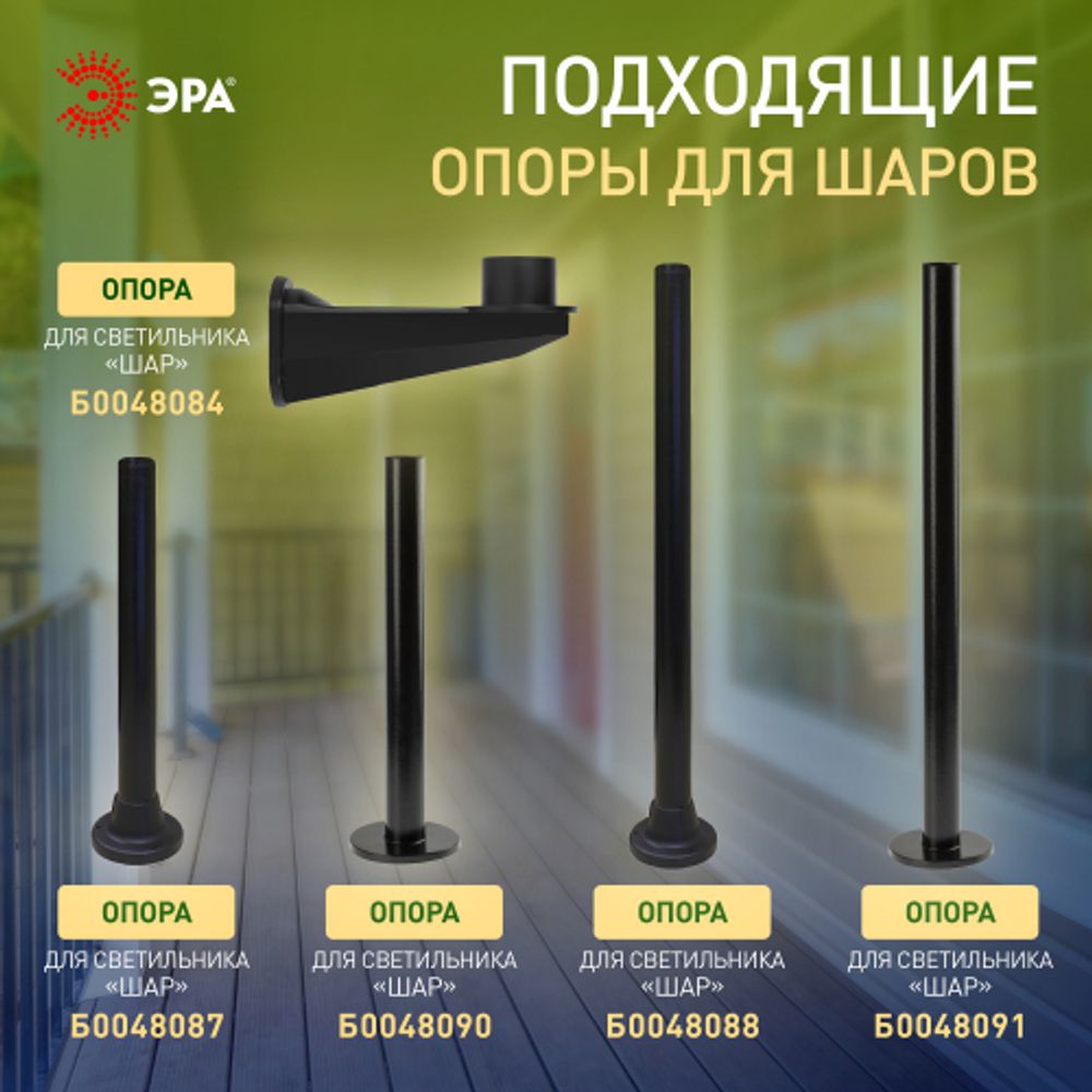 Садово-парковый светильник ЭРА НТУ 02-60-201 шар опаловый призма на опору / кронштейн IP44 Е27 max60Вт d200mm