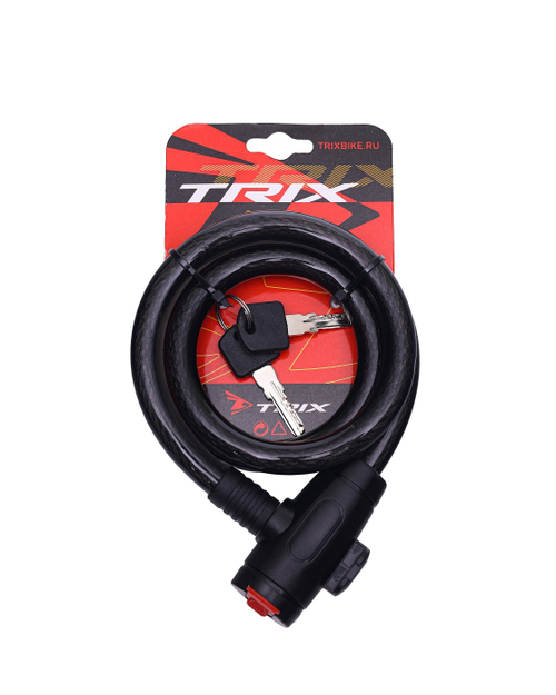 Замок велосипедный TRIX, с ключами, черный