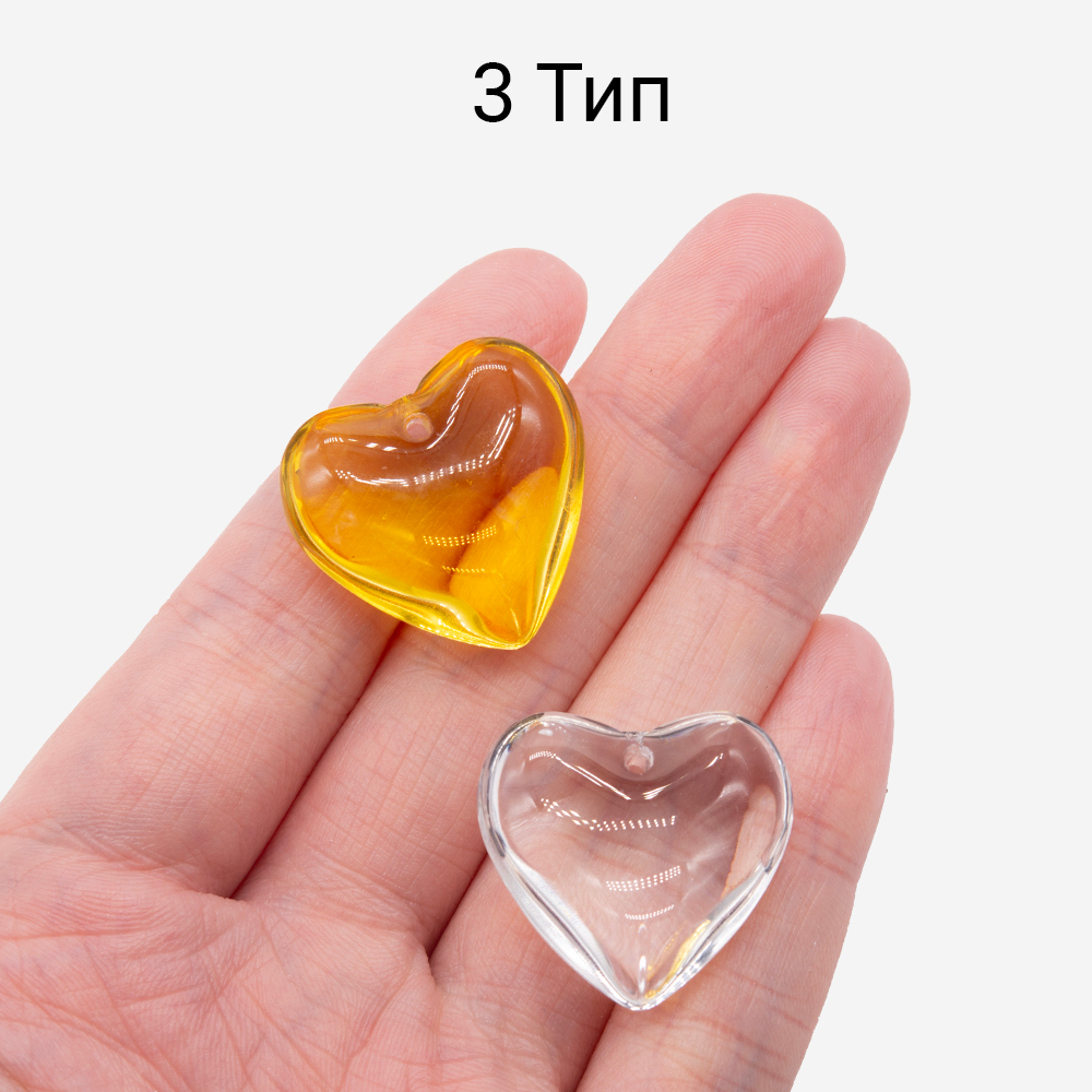 Стеклянная подвеска в форме сердца, оттенок "Прозрачный", 23*24мм