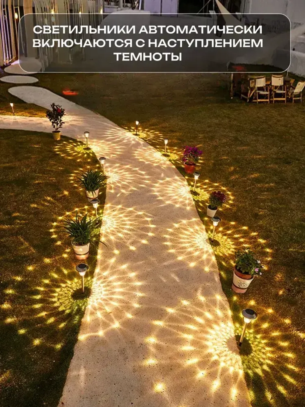 Светильник на солнечной батарее уличный, фонарики садовые на солнечных батареях / 2 светильника в комплекте