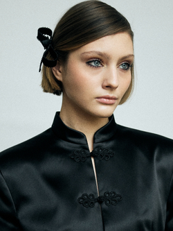 Бант "Стрекоза" коричневый с декором