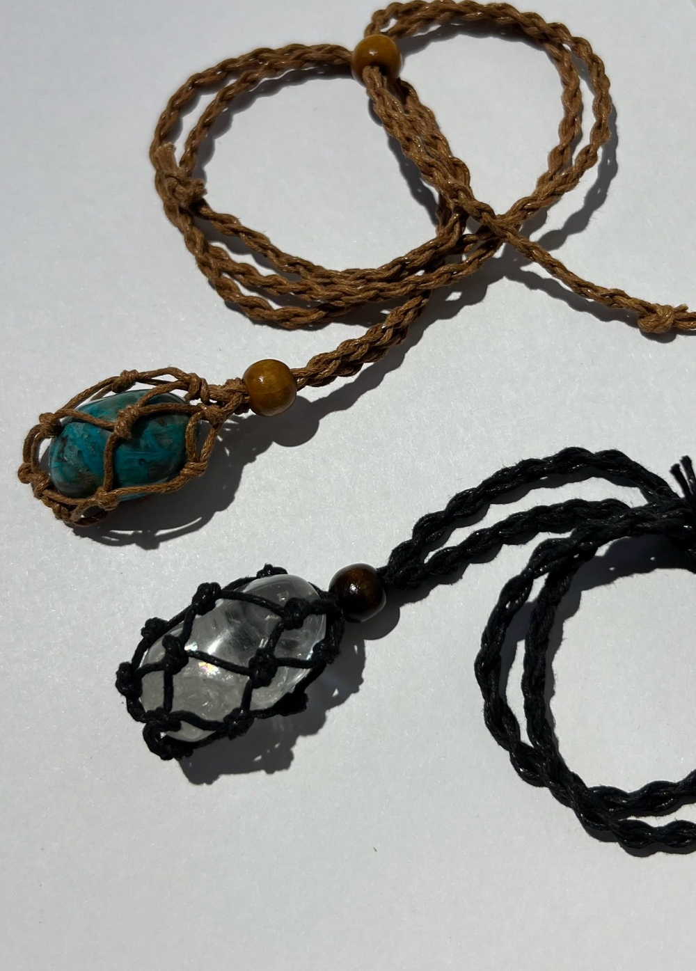 Авоська-подвеска для кристаллов коричневая в стиле бохо