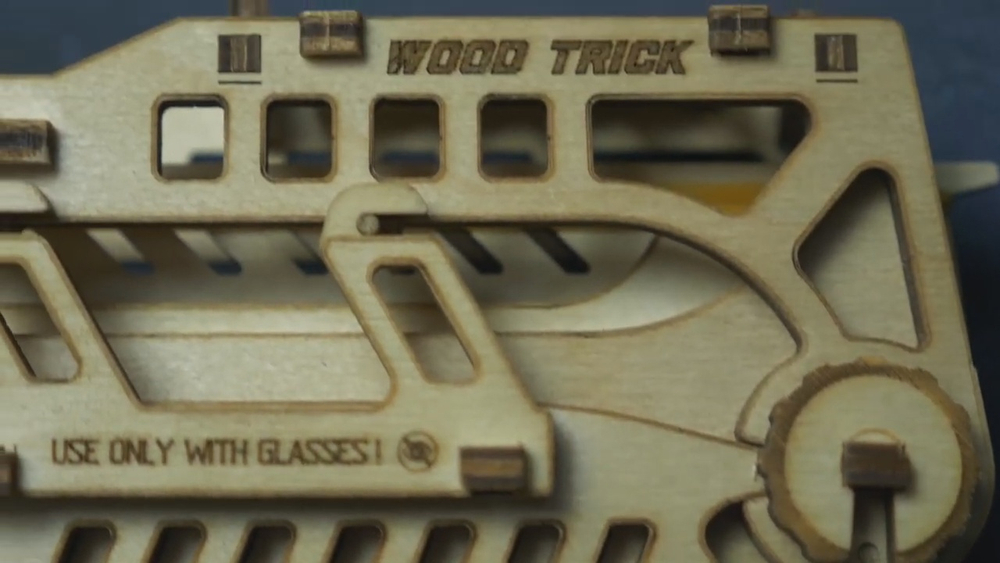 Кибер Пистолет с мишенями от Wood Trick - Деревянный конструктор, резинкострел, сборная модель, 3D пазл