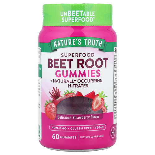 Nature's Truth, свекла с суперфудом, со вкусом клубники, 60 жевательных таблеток