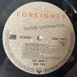 Винтажная виниловая пластинка LP Foreigner Inside Information (Germany 1987) The Beat Of My Heart