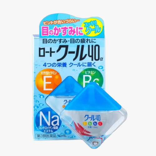Японские Капли для глаз "4 витамина" Rohto Cool 40a (синие, 5/5 ментола), Япония