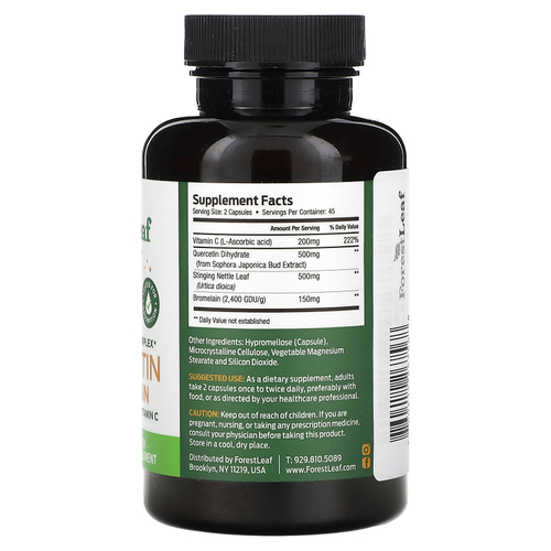 Forest Leaf, Кверцетин бромелаин, крапива двудомная и витамин C, 90 растительных капсул