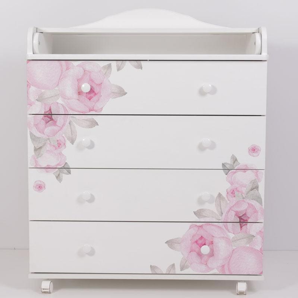 Комод "Фортуна" 4 ящ (арт. 45) ЛДСП 800/4 "Пионы"