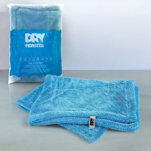 DRY MONSTER Полотенце из микрофибры двусторонее XXL Standart Голубое