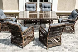 "Цесена" обеденная группа плетеная из искусственного ротанга, цвет коричневый