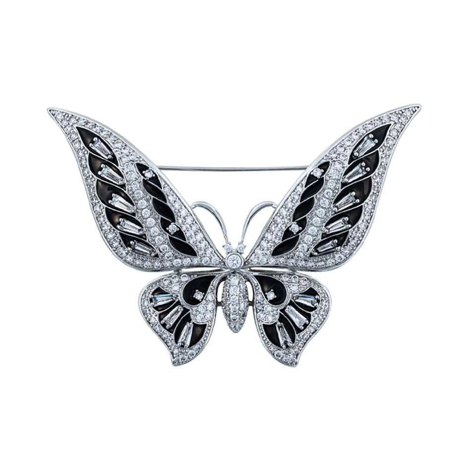Брошь Fiore Luna Бабочка Zircon XR01278 BW/S