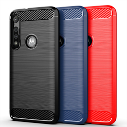 Чехол для Motorola Moto G8 Play (One Macro) цвет Black (черный), серия Carbon от Caseport