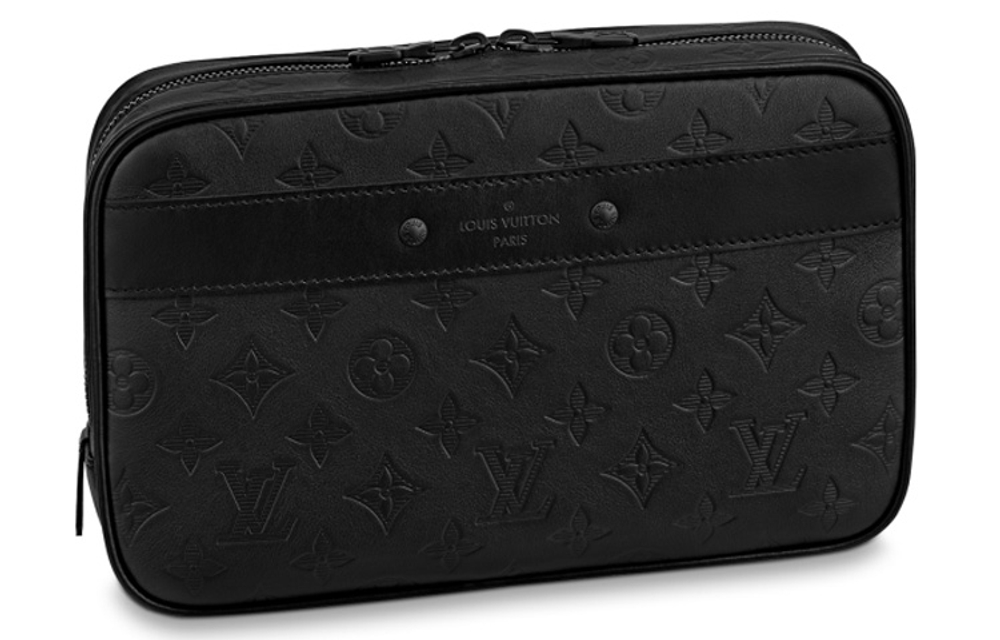 LOUIS VUITTON Shadow Leather Toiletry Bag Large Men"s Black
