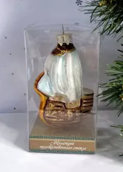 Елочное украшение Парусник, стекло, 9 см., 1 шт., Витус (А211)