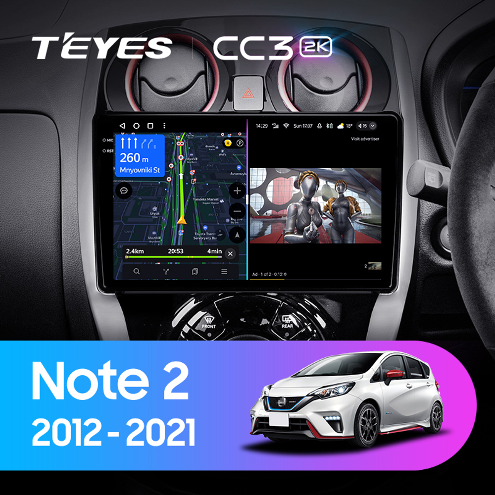 Teyes CC3 2K 10,2"для Nissan Note 2012-2021