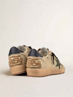 Ball Star in cracked leather with green suede star