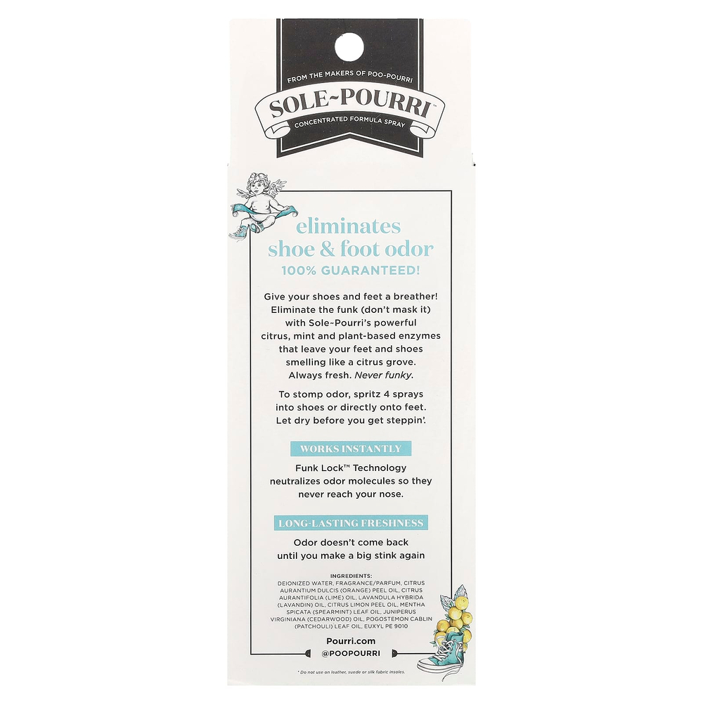 Poo-Pourri, Sole-Pourri™, средство для устранения неприятных запахов для обуви и ног, цитрус и мята, 100 мл