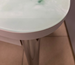 Стол неразд Прямоугольный подстолье прямое хром Царг.пояс белый Ст-ца лайм 2 ф/п стекло (белая)