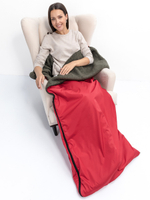 Универсальное утепленное одеяло-пончо 5 в 1 (одеяло, пончо, спальный мешок, коврик, подушка) на меху из натуральной овечьей шерсти