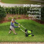 Cамоходная аккумуляторная газонокосилка Greenworks GD60LM61 Twin Force, 60v, 61 см, (2519107UB), с аккумулятором 4 А·ч и зарядным устройством