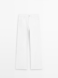 Massimo Dutti Джинсы с высокой талией и широкими штанинами, экрю