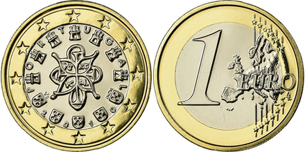 Португалия 1 евро, 2008-2024 Королевская печать 1144 года XF