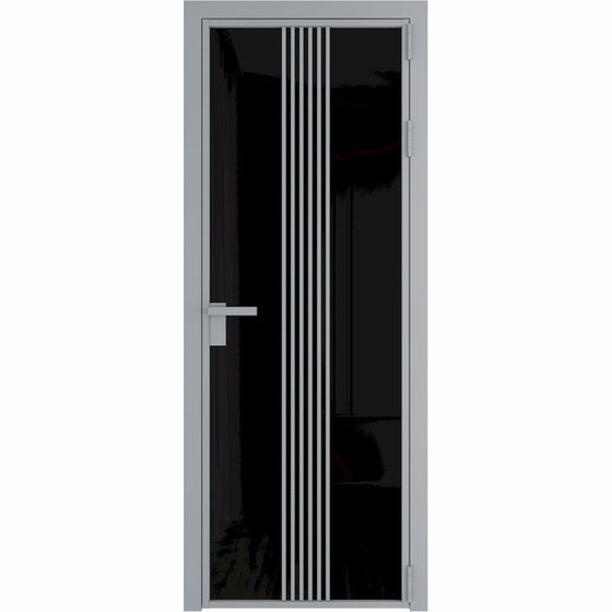 Алюминиевая дверь 18AG серебро стекло чёрный триплекс