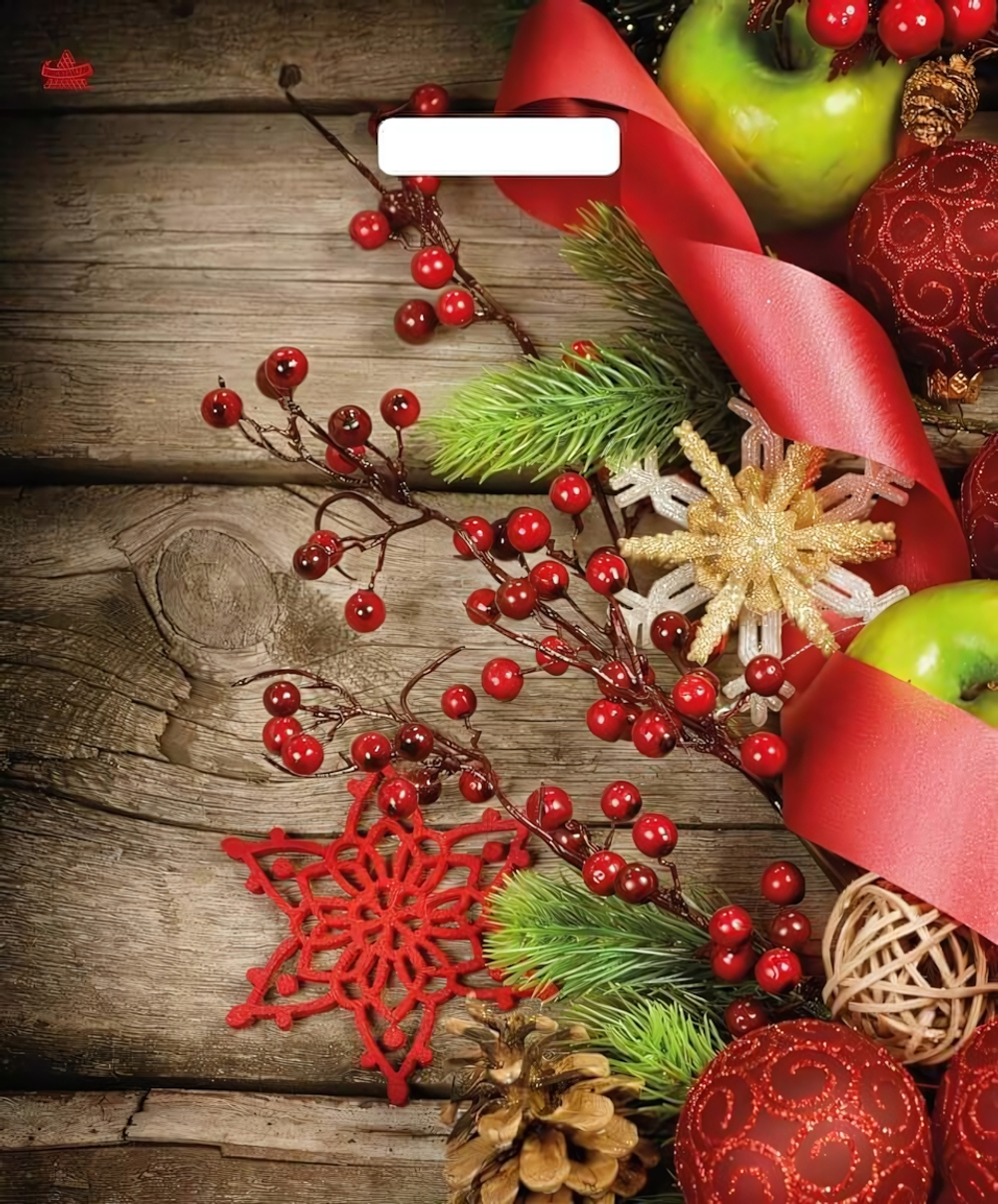 Пакет полиэтиленовый с вырубной ручкой ЗИМНЯЯ КАЛИНА 45*38 см 60 мкм подарочный НОВОГОДНИЙ (комплект 50шт.)