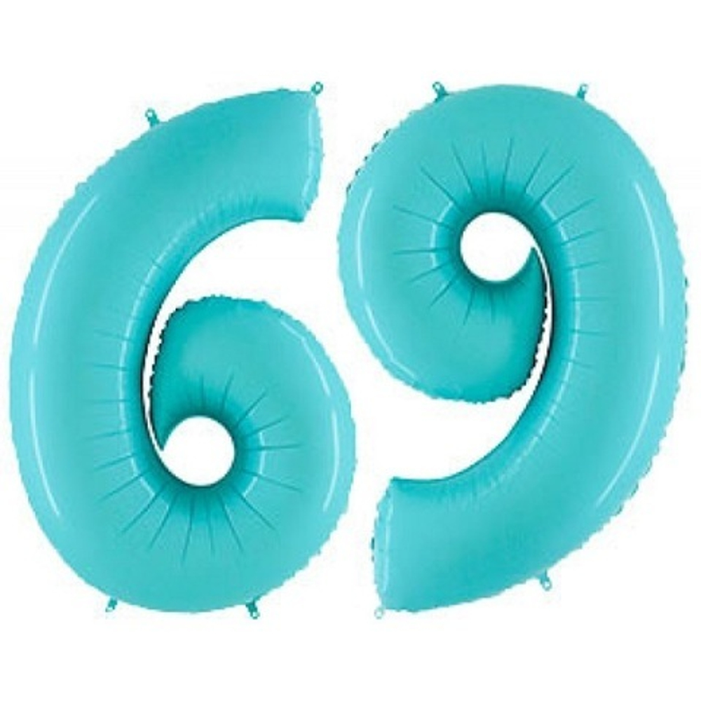 Г 40''/102 см, Цифра Голубой (Blue) "6/9"(наполнена гелием)