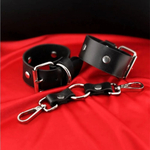 Наручники узкие с заклепками кожа черный