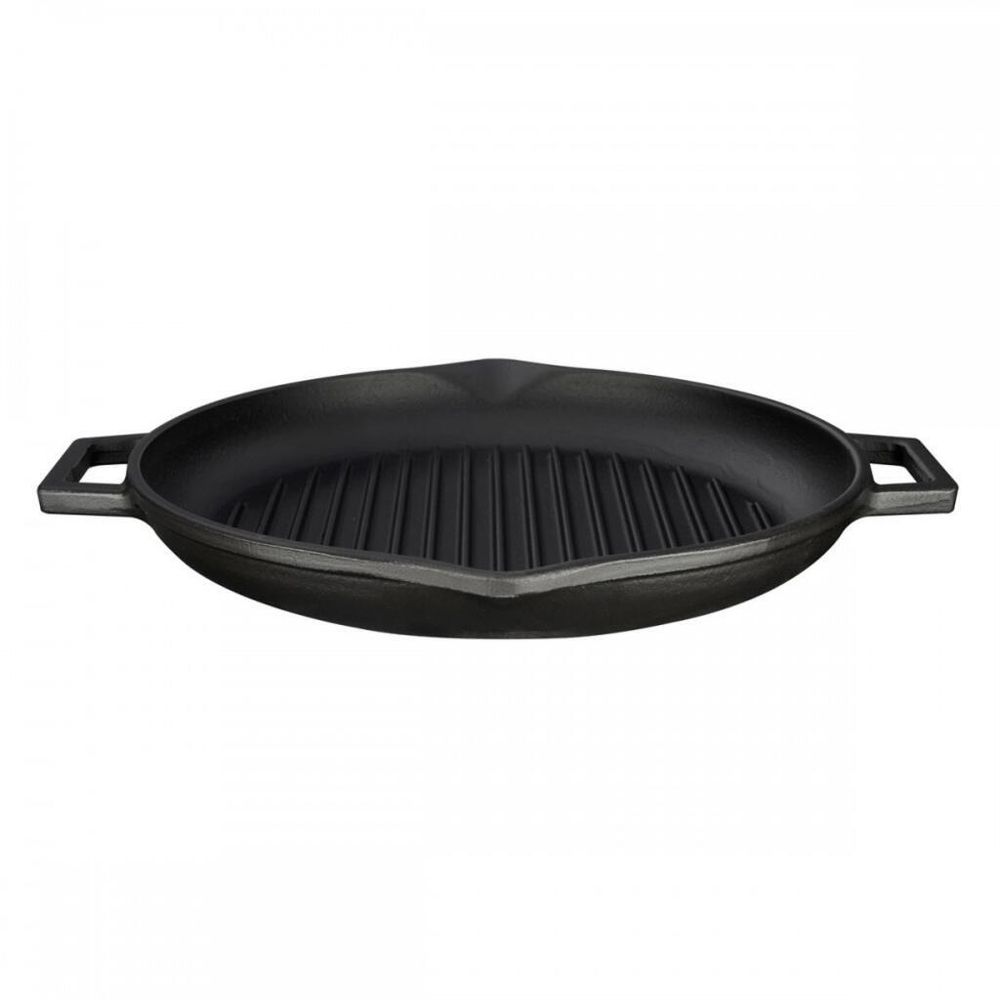Сковорода-гриль 26 см чугун круглая с 2-мя ручками черная LAVA