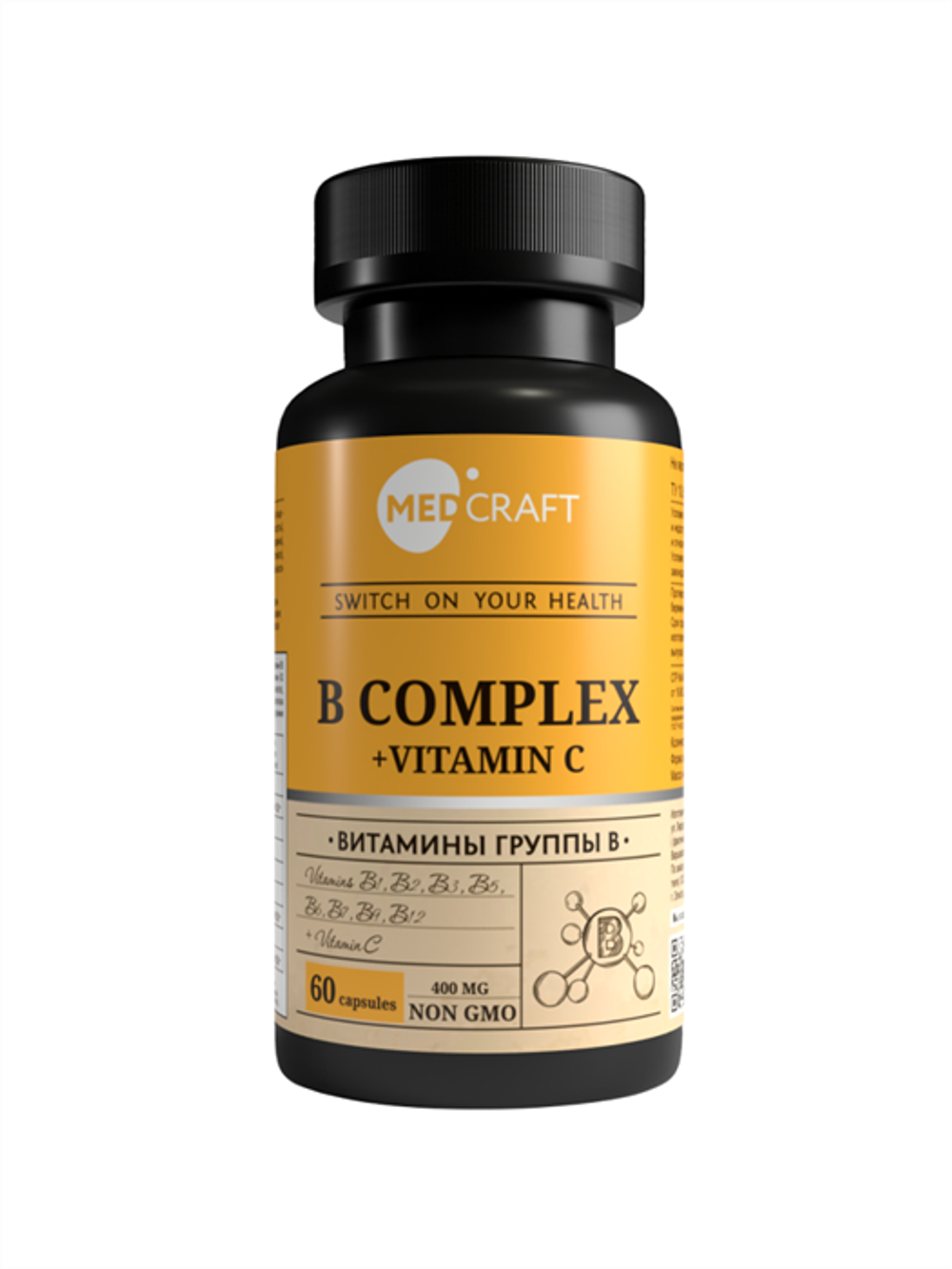 В-комплекс + витамин С, капсулы, 400 мг, 60 шт.