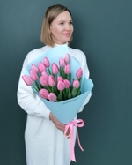 Букет из нежно-розовых тюльпанов 19шт(00191)