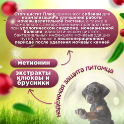 Кормовая добавка от цистита и для профилактики мочекаменной болезни у собак, Стоп-Цистит ПЛЮС, жевательные таблетки со вкусом печени, 40таб