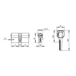 Цилиндровый механизм Z400/70 mm (30+10+30) CP хром 5 кл.