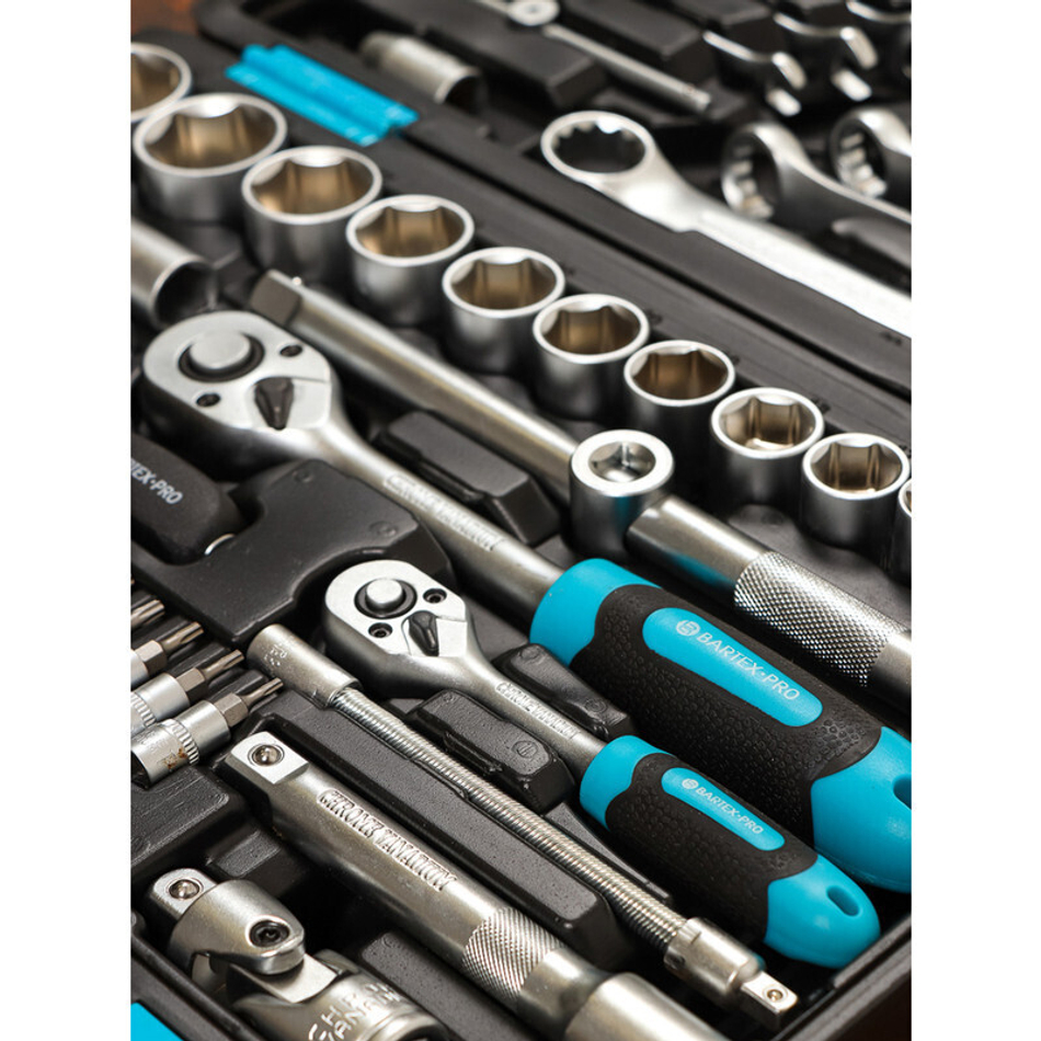 Набор слесарных инструментов Bartex, 1/2", 1/4", CrV сталь, кейс, 82 пр, шт