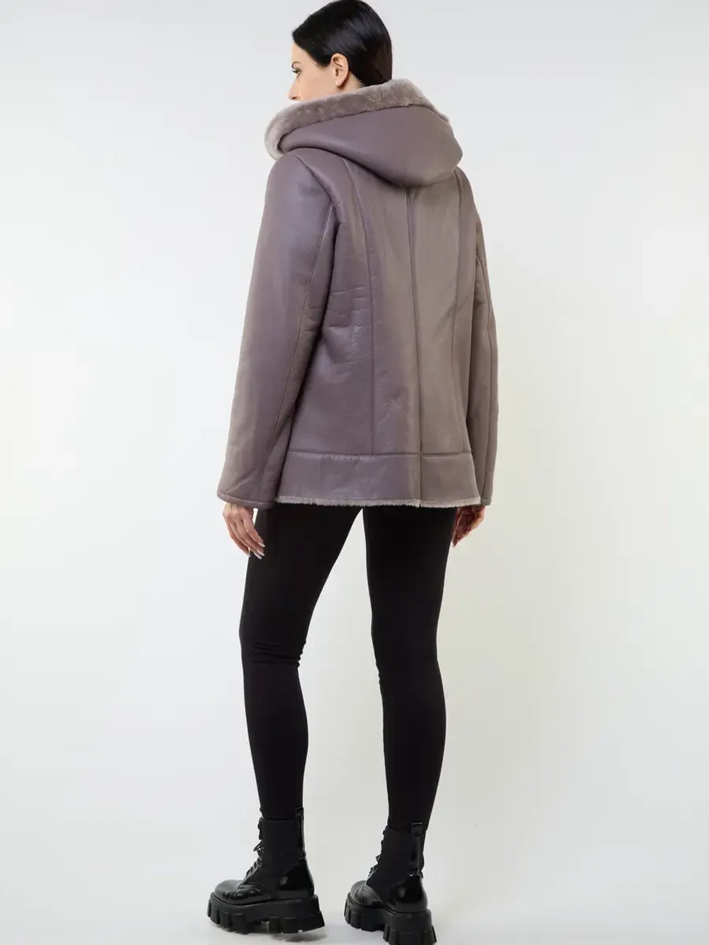 Дубленка зимняя натуральная с капюшоном авиатор пилот