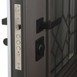 Стальная дверь "Дравит" с окном и лазерной резкой (терморазрыв 3к). Заказная модель.