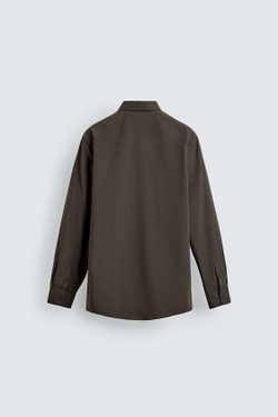 ZARA РУБАШКА ИЗ ЭЛАСТИЧНОЙ ТКАНИ, СЕРОВАТО-КОРИЧНЕВЫЙ