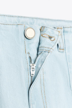 ZARA ДЖИНСЫ Z1975 WIDE LEG CROPPED С ВЫСОКОЙ ПОСАДКОЙ И РЕМНЕМ, ГОЛУБОЙ