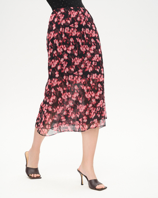 Юбка двухслойная миди из принтованного шифона