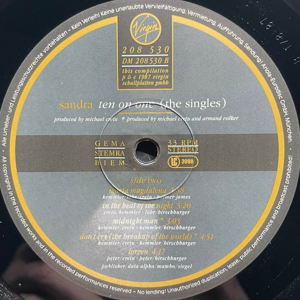 Sandra - Ten On One (Европа 1987г.)