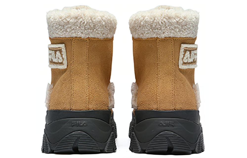 FILA Fila warm, wear-resistant, non-slip, comfortable thick-soled short-tube snow boots women's earthy yellow