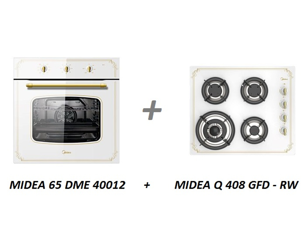 Комплект встраиваемый духовой шкаф MIDEA 65 DME 40012 + встраиваемая поверхность MIDEA Q 408 GFD - RW